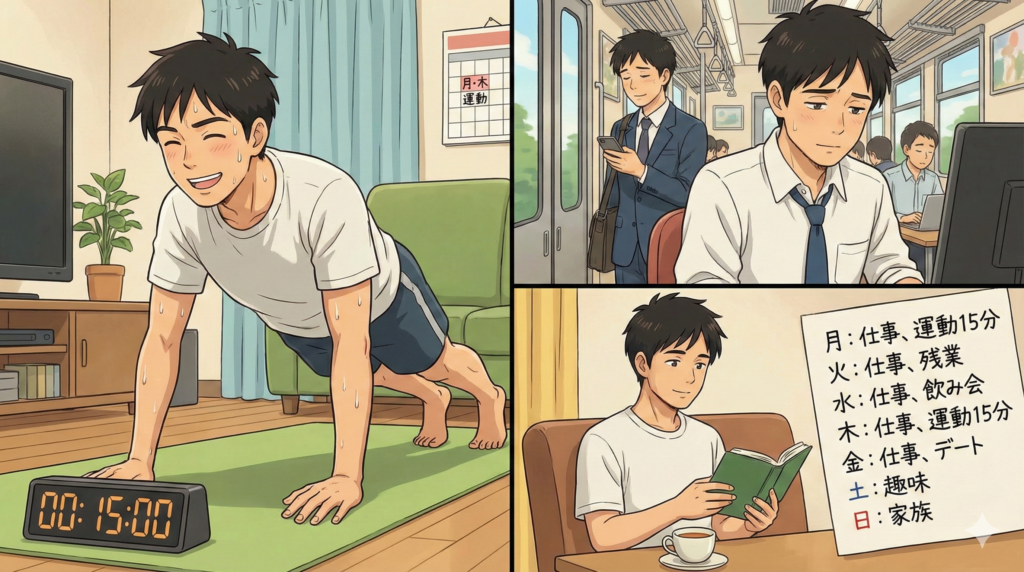 30代が続けるための1週間スケジュール｜週2回・1回15分