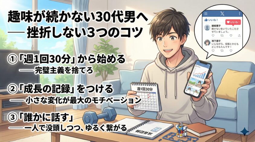 趣味が続かない30代男へ ── 挫折しない3つのコツ