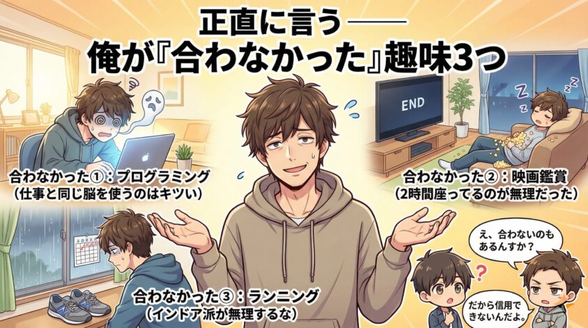 正直に言う ── 俺が「合わなかった」趣味3つ