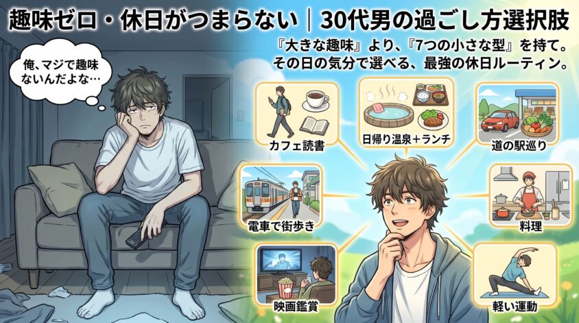 趣味ゼロ・休日がつまらない｜30代男の過ごし方選択肢
