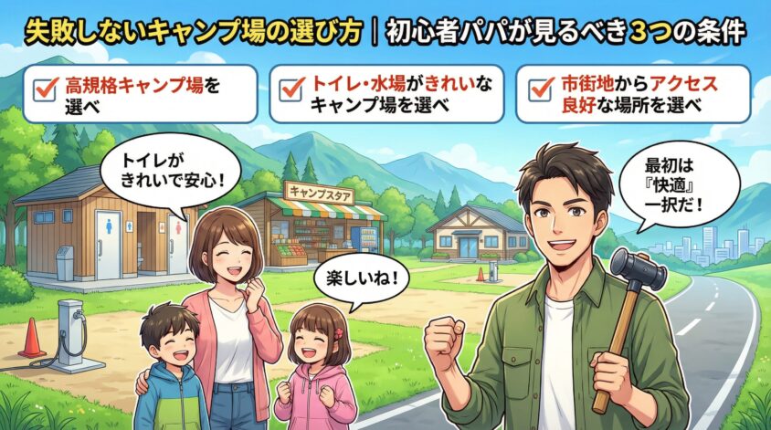 失敗しないキャンプ場の選び方｜初心者パパが見るべき3つの条件