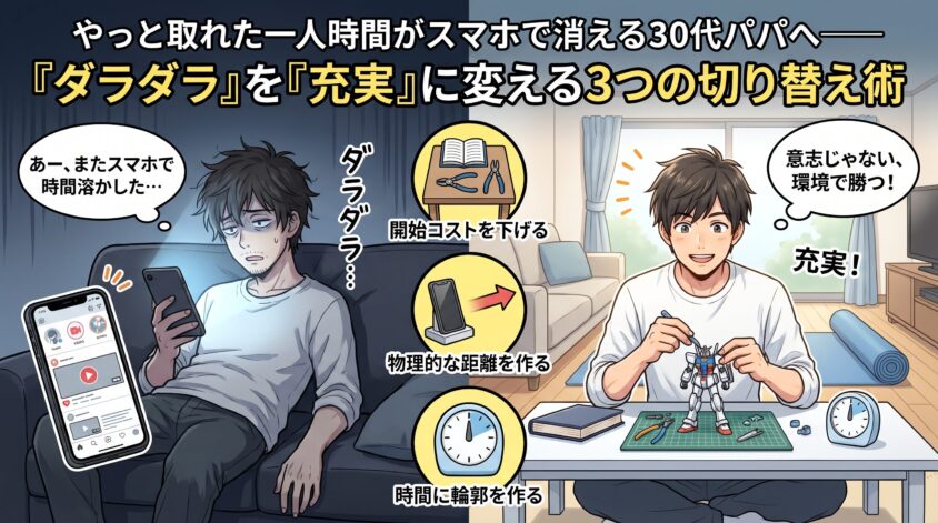 やっと取れた一人時間がスマホで消える30代パパへ──「ダラダラ」を「充実」に変える3つの切り替え術
