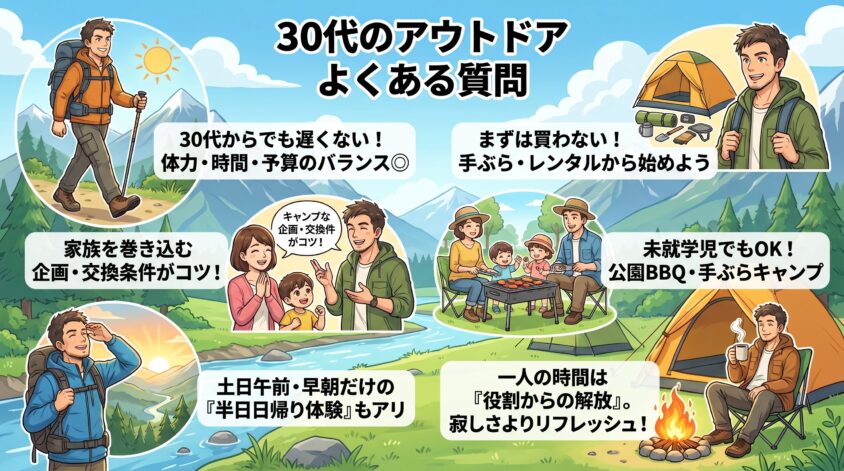30代のアウトドアについて、よくある質問
