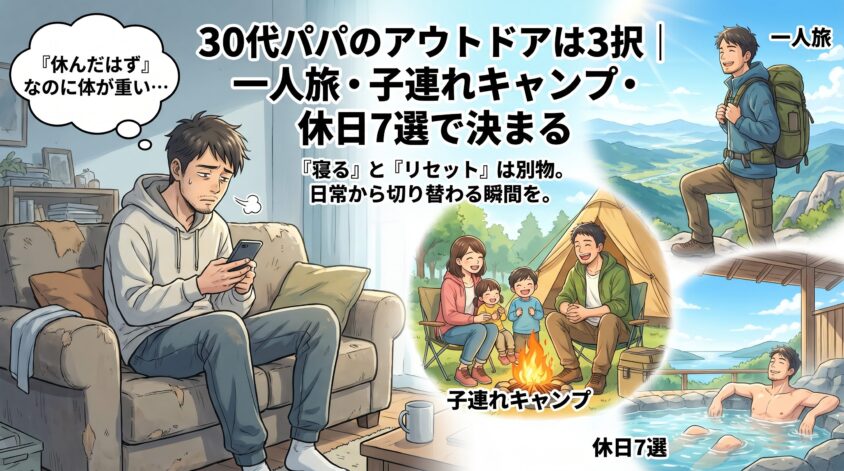 30代パパのアウトドアは3択|一人旅・子連れキャンプ・休日7選で決まる