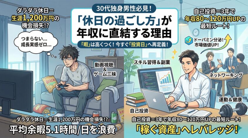30代独身男性必見！「休日の過ごし方」が年収に直結する理由