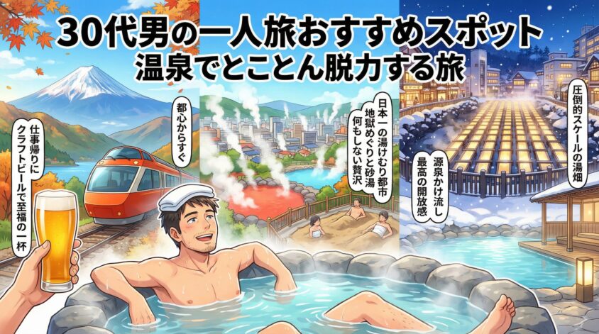 30代男の一人旅おすすめスポット|温泉でとことん脱力する旅